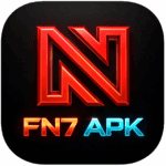 FN7 APK logo for gaming app download, neon style design.